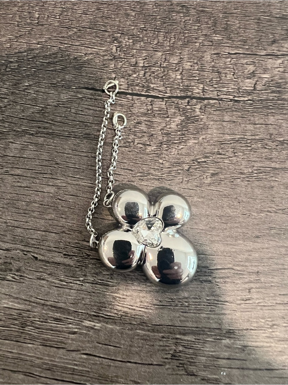 Sterling Silver Flower Pendant Necklace with Clear Crystal